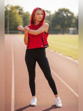 Infinite Performance Sleeveless Hoodie Unisex Small Workout Gym Red Zip Pocket